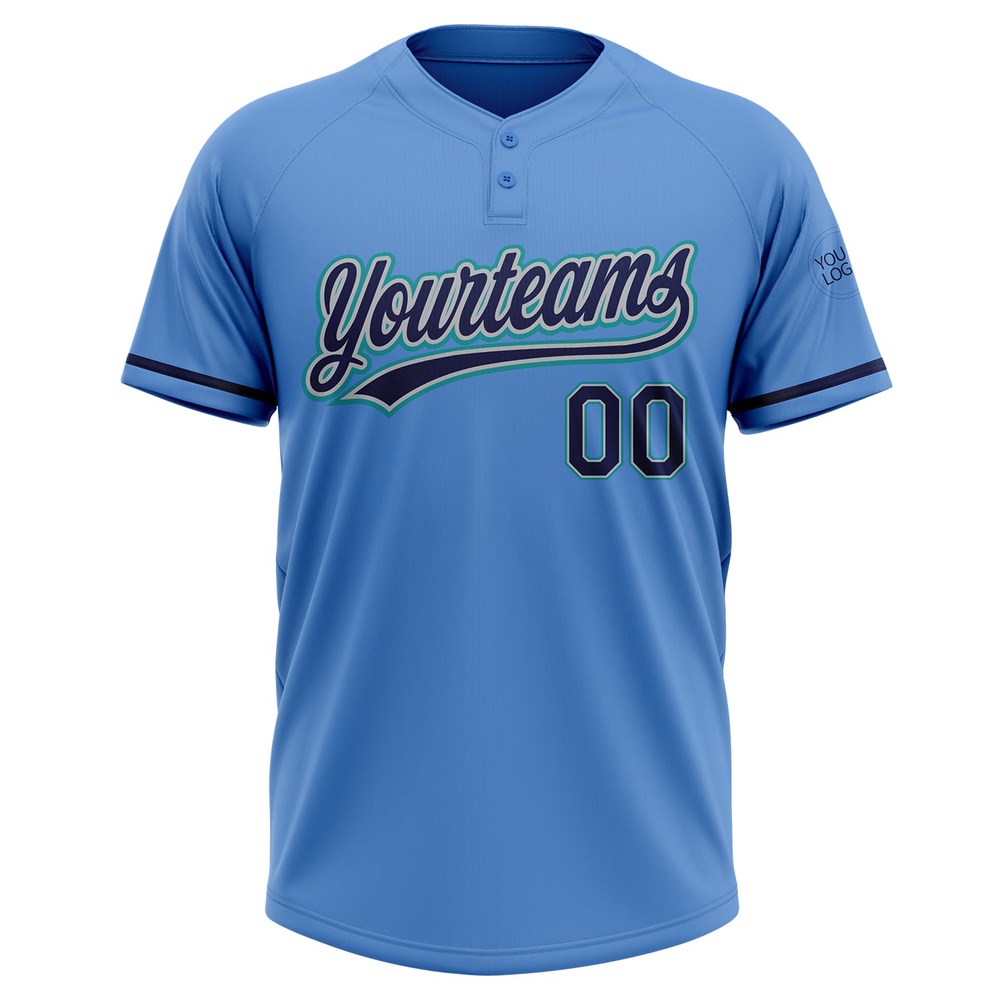 Powder Blue Navy Gray Teal Two Button Unisex Softball Jersey, Custom Team Softball Jersey Powder Blue Navy Gray Teal Two Button Unisex Softball Jersey, Custom Team Softball Jersey