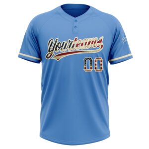 Powder Blue Vintage USA Flag Cream Two Button Unisex Softball Jersey Custom Team Softball Jersey 2 s3zoop.jpg