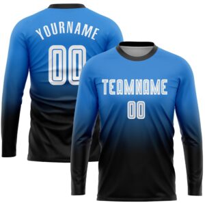Powder Blue White Black Sublimation Long Sleeve…