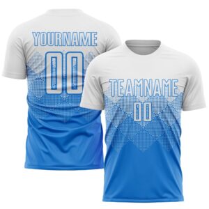 Powder Blue White Sublimation Soccer Uniform Jersey,…