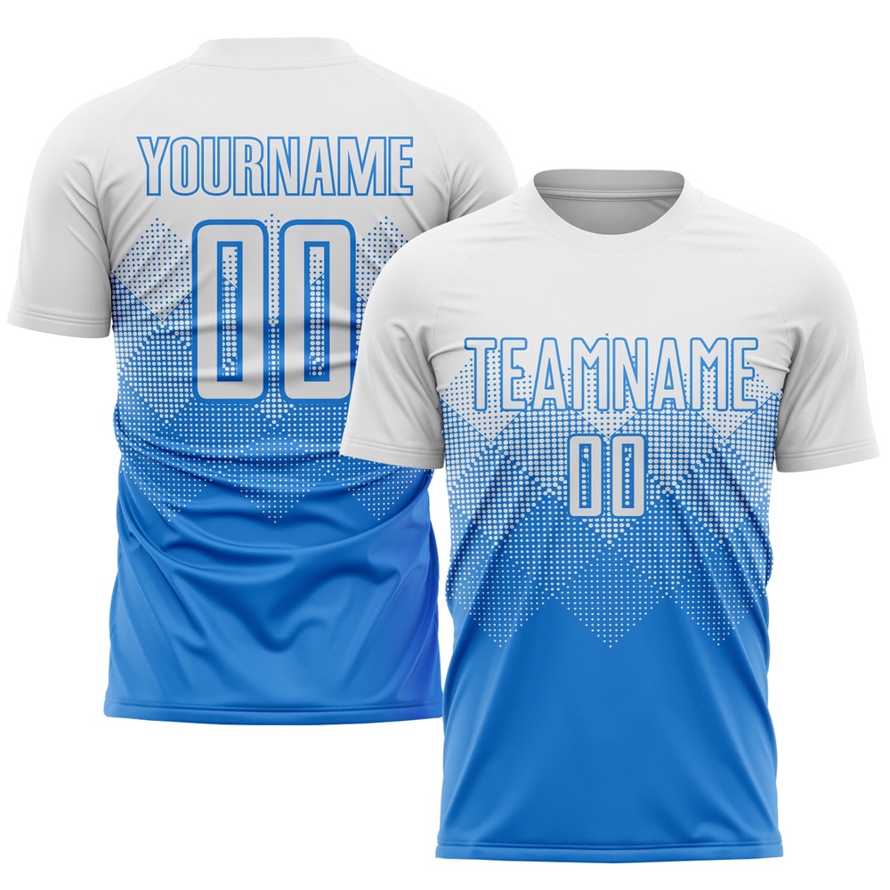 Powder Blue White Sublimation Soccer Uniform Jersey, Custom Team Soccer Jersey Shirt Powder Blue White Sublimation Soccer Uniform Jersey, Custom Team Soccer Jersey Shirt