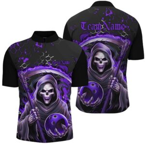 Purple And Black Grim Reaper Bowling Jersey…