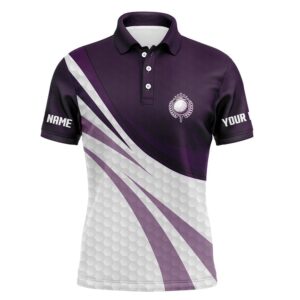 Purple And White Golf Shirt Custom Name…