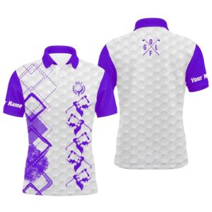 Purple And White Men’s Golf Polo Shirt…