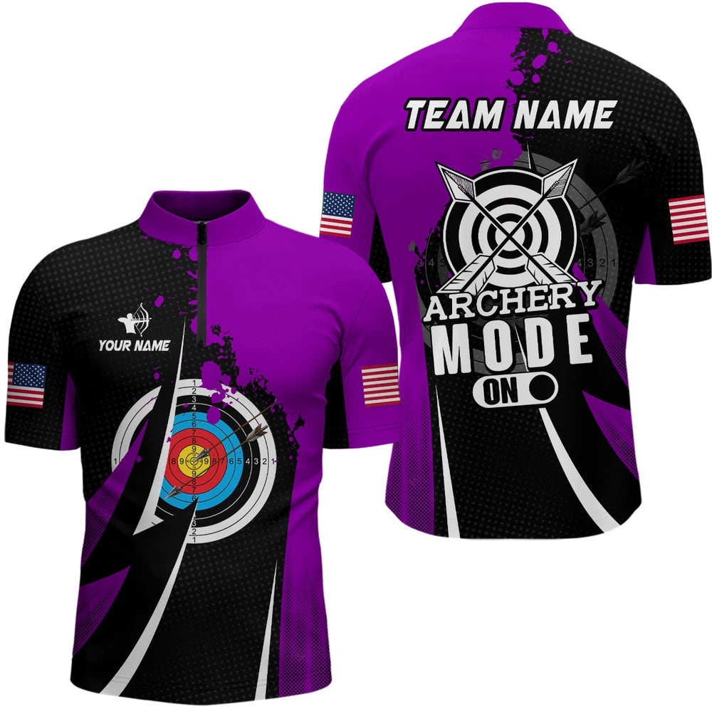 Purple Archery Mode Men Jersey Shirts Custom Archery Jerseys Team Shirts, Custom Archery Team Shirt