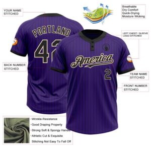 Purple Black Pinstripe Cream Two Button Unisex Softball Jersey Custom Team Softball Jersey 3 nhoqce.jpg