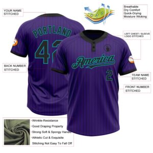 Purple Black Pinstripe Teal Two Button Unisex Softball Jersey Custom Team Softball Jersey 3 eaelgl.jpg