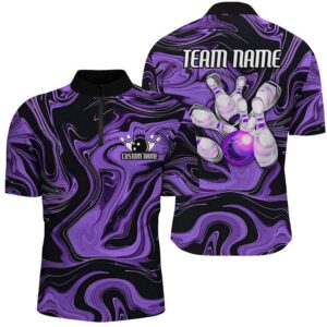 Purple Bowling Ball And Pins Bowling Team…
