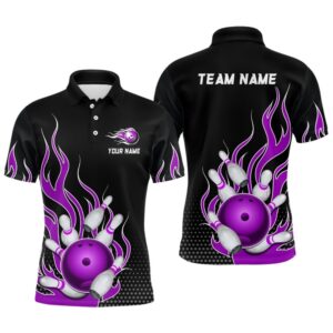 Purple Flame Bowling Polo Shirts For Men…