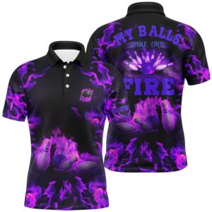 Purple Flame Bowling Shirt Custom My Balls…