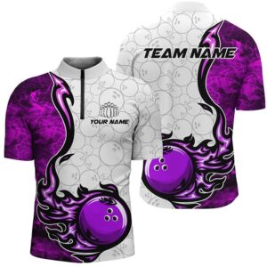 Purple Flame Bowling Shirts For Men Bowling…