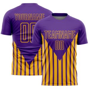 Purple Gold Lines Sublimation Soccer Uniform Jersey,…