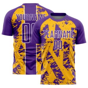 Purple Gold White Irregular Shapes Sublimation Soccer…