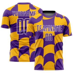 Purple Gold White Plaid Sublimation Soccer Uniform…