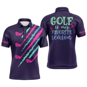 Purple Gradient Men’s Golf Polo Shirt Custom…