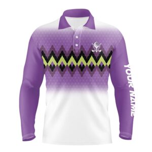Purple Graphic Stripe Argyle Pattern Custom Men s Personalized Men s Golf Tops Golf Polo Shirt Golf Shirts 2 sjzfra.jpg