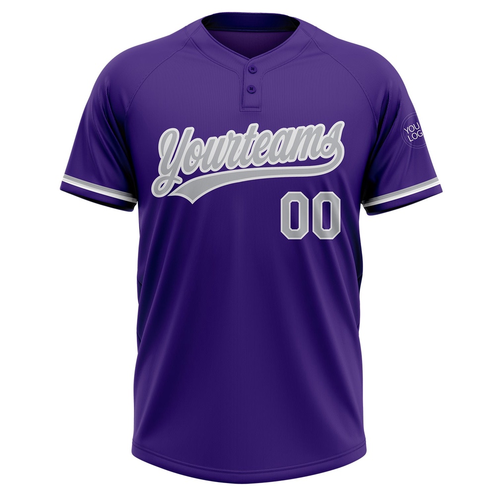 Purple Gray White Two Button Unisex Softball Jersey, Custom Team Softball Jersey Purple Gray White Two Button Unisex Softball Jersey, Custom Team Softball Jersey
