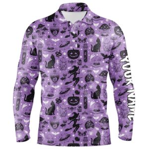 Purple Halloween Seamless With Pumpkin Cat Witch Funny Magic Halloween Golf Shirts For Men Golf Polo Shirt Golf Shirts 2 jgeyey.jpg
