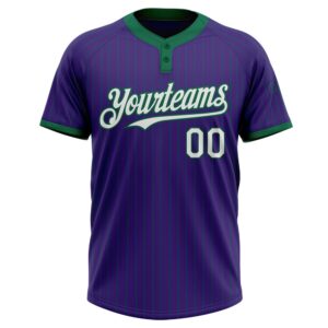 Purple Kelly Green Pinstripe White Two Button Unisex Softball Jersey Custom Team Softball Jersey 2 nfpvyo.jpg