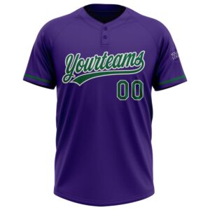 Purple Kelly Green White Two Button Unisex Softball Jersey Custom Team Softball Jersey 2 psvga3.jpg