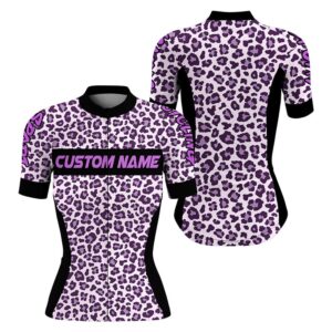 Purple Leopard Cycling Jersey Women Short Sleeve…