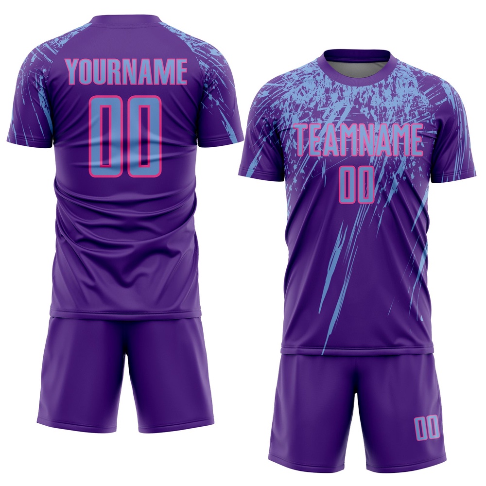 Purple Light Blue Pink Sublimation Soccer Uniform Jersey, Custom Team Soccer Jersey Shirt
