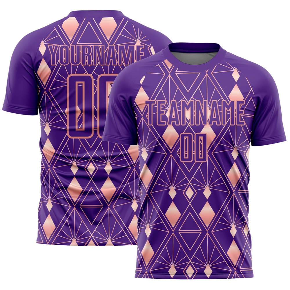 Purple Light Pink Geometric Shapes Sublimation Soccer Uniform Jersey, Custom Team Soccer Jersey Shirt Purple Light Pink Geometric Shapes Sublimation Soccer Uniform Jersey, Custom Team Soccer Jersey Shirt