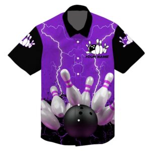 Purple Lightning Hawaiian Bowling Shirts, Custom Bowling…