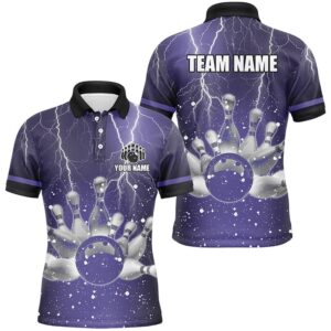 Purple Lightning Thunder Men Polo, Zip Shirts…