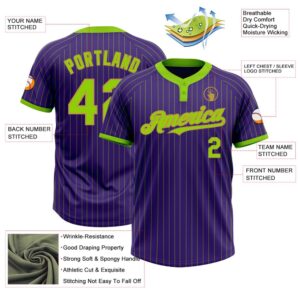 Purple Neon Green Pinstripe Old Gold Two Button Unisex Softball Jersey Custom Team Softball Jersey 3 rirymc.jpg