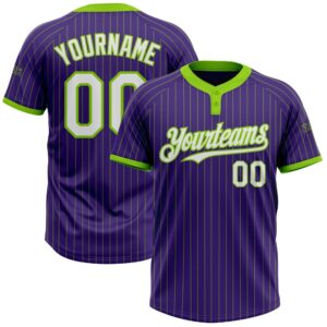 Purple Neon Green Pinstripe White Two Button…