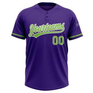 Purple Neon Green White Two Button Unisex Softball Jersey Custom Team Softball Jersey 2 zcwv9p.jpg