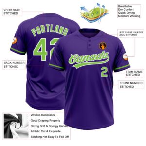 Purple Neon Green White Two Button Unisex Softball Jersey Custom Team Softball Jersey 3 jkw0in.jpg