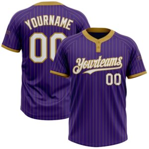 Purple Old Gold Pinstripe White Two Button…
