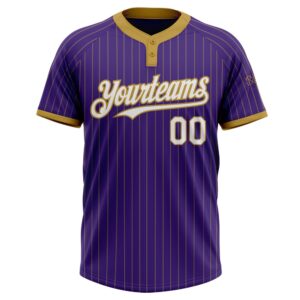 Purple Old Gold Pinstripe White Two Button Unisex Softball Jersey Custom Team Softball Jersey 2 h7nn64.jpg