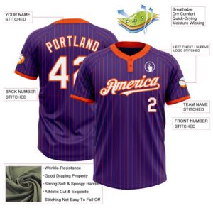Purple Orange Pinstripe White Two Button Unisex Softball Jersey Custom Team Softball Jersey 3 zmhlrv.jpg