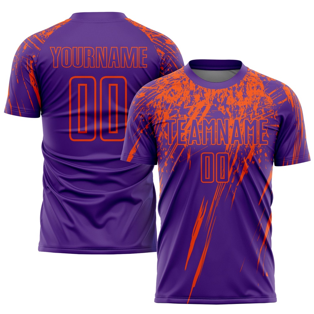 Purple Orange Sublimation Soccer Uniform Jersey, Custom Team Soccer Jersey Shirt
