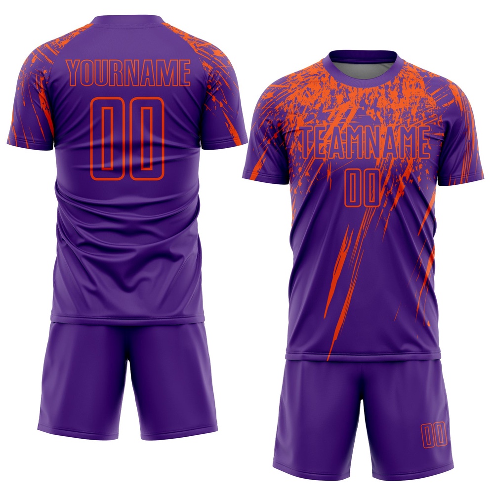Purple Orange Sublimation Soccer Uniform Jersey, Custom Team Soccer Jersey Shirt