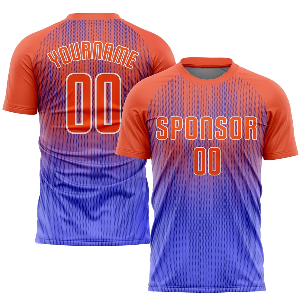 Purple Orange White Sublimation Soccer Uniform Jersey, Custom Team Soccer Jersey Shirt Purple Orange White Sublimation Soccer Uniform Jersey, Custom Team Soccer Jersey Shirt