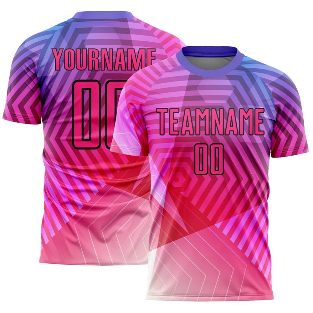 Purple Pink Black Geometric Shapes Sublimation Soccer Uniform Jersey, Custom Team Soccer Jersey Shirt Purple Pink Black Geometric Shapes Sublimation Soccer Uniform Jersey, Custom Team Soccer Jersey Shirt