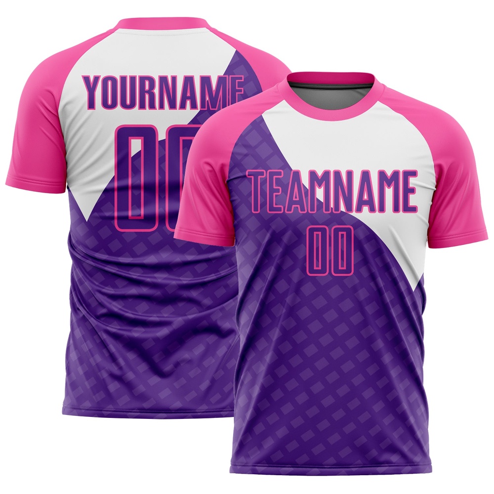 Purple Pink White Curve Lines Sublimation Soccer Uniform Jersey, Custom Team Soccer Jersey Shirt Purple Pink White Curve Lines Sublimation Soccer Uniform Jersey, Custom Team Soccer Jersey Shirt