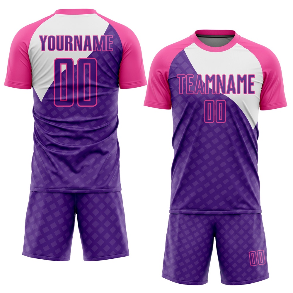 Purple Pink White Curve Lines Sublimation Soccer Uniform Jersey, Custom Team Soccer Jersey Shirt Purple Pink White Curve Lines Sublimation Soccer Uniform Jersey, Custom Team Soccer Jersey Shirt
