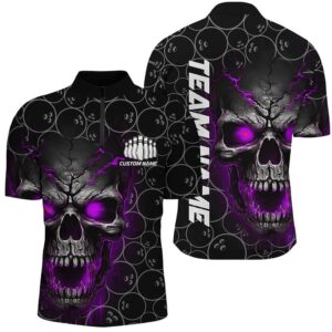 Purple Skull Bowling Jersey For Men, Bowling…