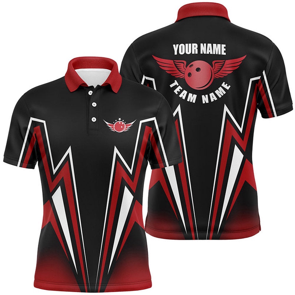 Red And Black Bowling Shirt Custom Lightning Bowling Polo Shirts For Men, Bowling Team Shirt Polo Shirt, Personalized Bowling Team Shirt Red And Black Bowling Shirt Custom Lightning Bowling Polo Shirts For Men, Bowling Team Shirt Polo Shirt, Personalized Bowling Team Shirt