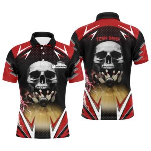 Red And Black Bowling Skull Polo Shirts…