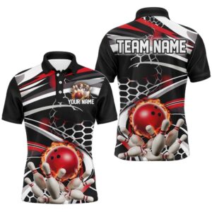 Red And Black Custom Flame Bowling Shirt…