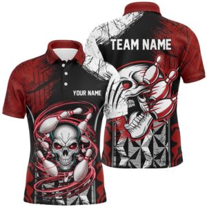 Red And Black Custom Skull Bowling Shirts,…