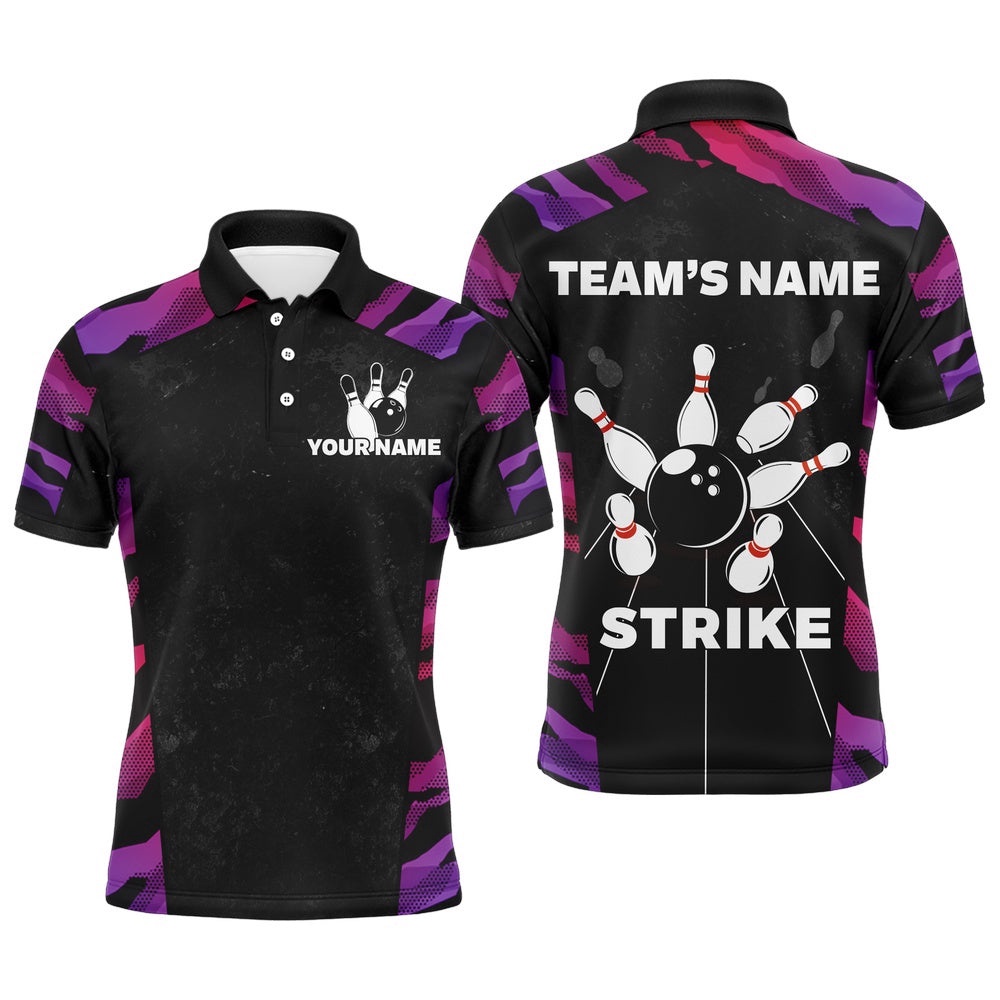 Red And Purple Bowling Shirts For Men Women Custom Bowling Polo Shirts Team Bowling Polo Shirt, Personalized Bowling Team Shirt Red And Purple Bowling Shirts For Men Women Custom Bowling Polo Shirts Team Bowling Polo Shirt, Personalized Bowling Team Shirt
