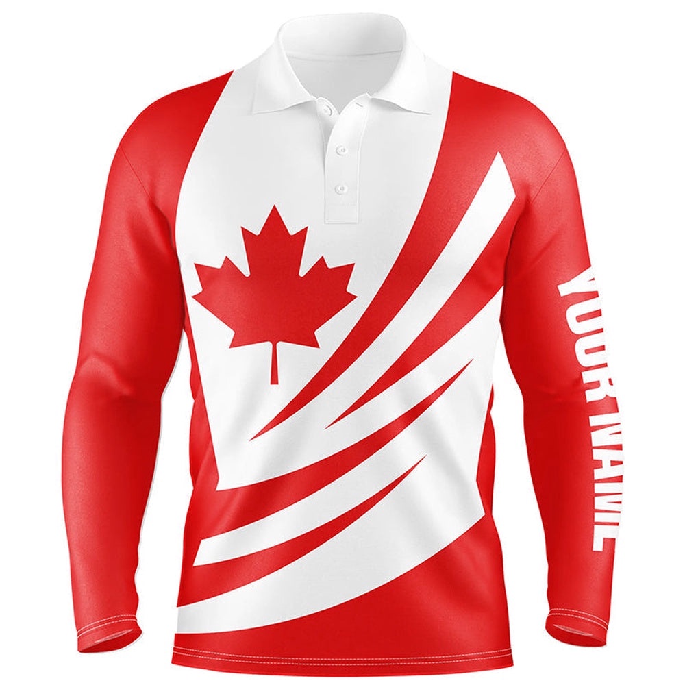 Red And White Canadian Flag Men’s Golf Polo Shirts Custom Men’s Golf Tops, Golf Polo Shirt, Golf Shirts