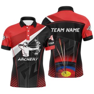 Red Black Archery Target Name Men Polo…